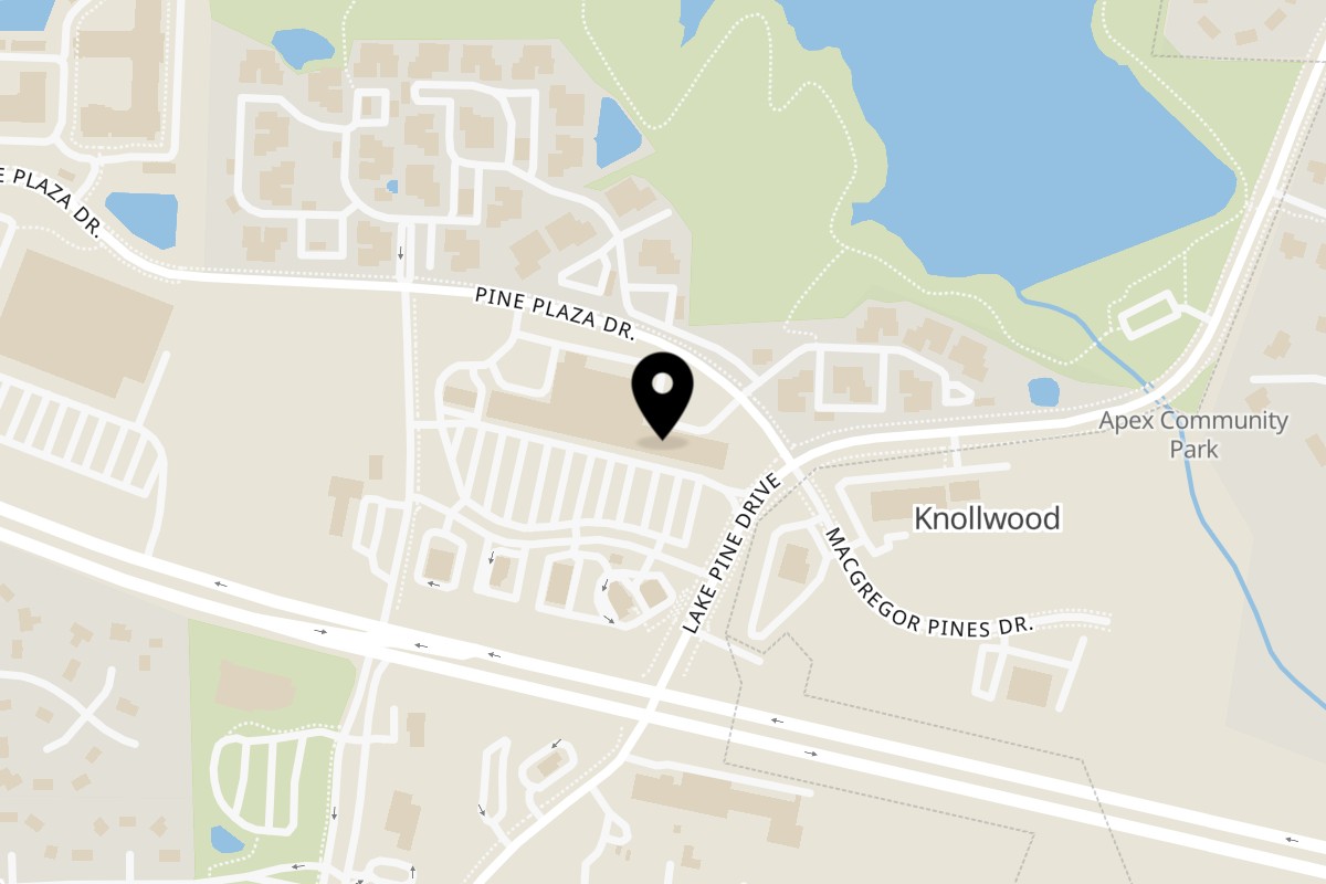 Map showing the location of Michelangelo's Pizza on 928 US-64 in Apex